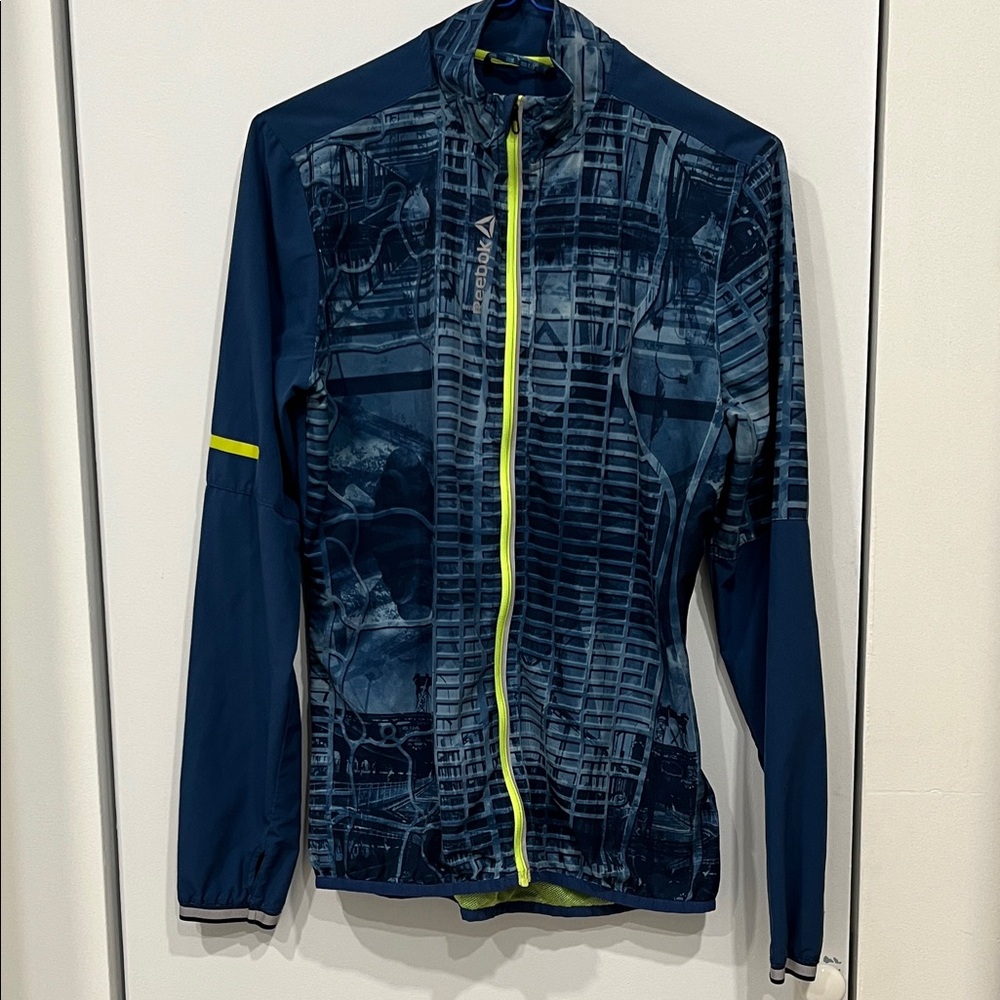 Reebok Blue Patterned Zip‑Up Jacket – Size S